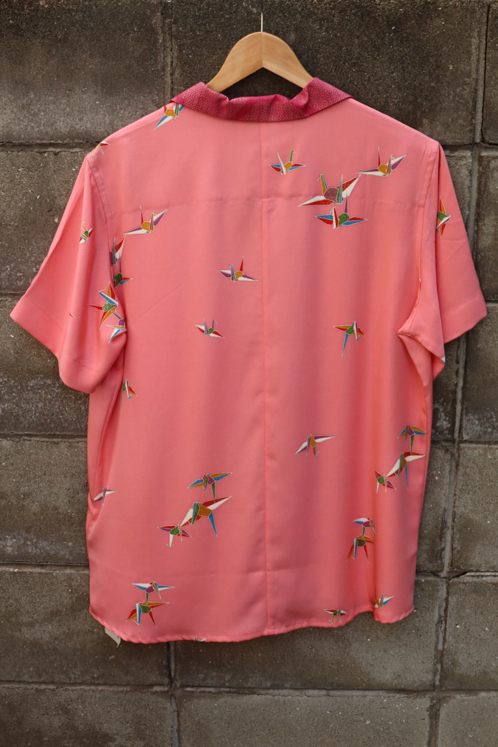 Women's Pink Crane Kimono Shirts