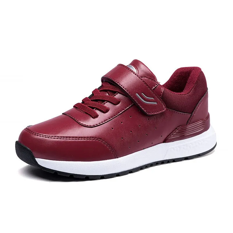 Women's platform leather quality buckle casual sneakers