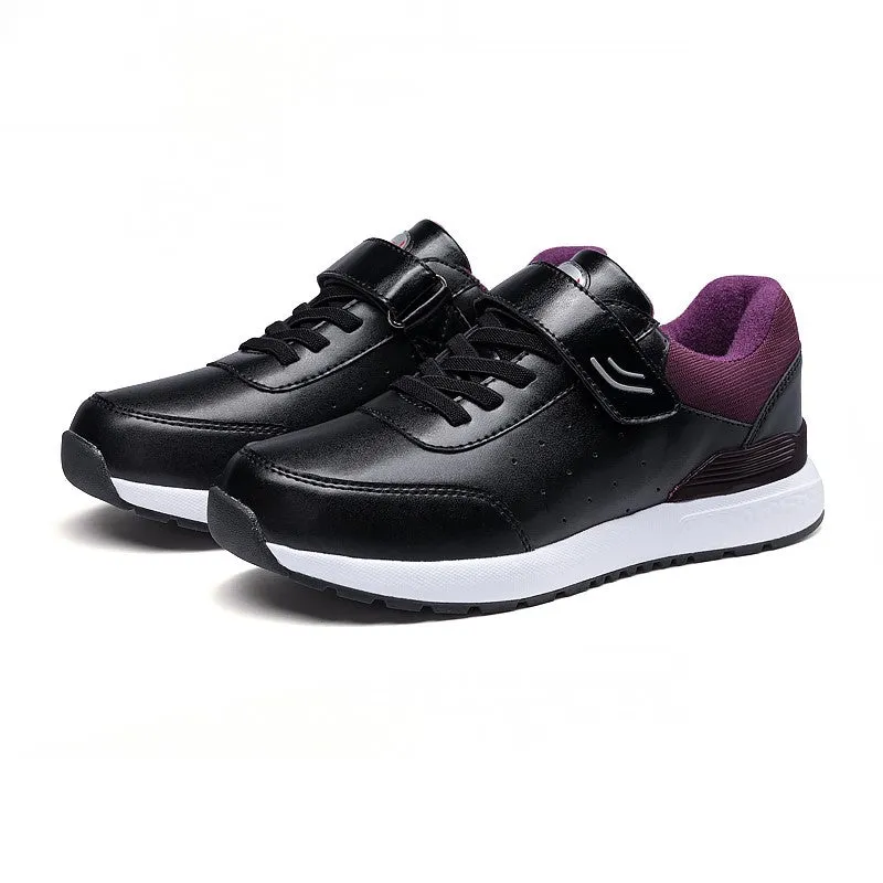 Women's platform leather quality buckle casual sneakers