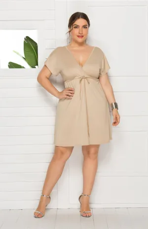 Women's Plus Size Deep V Solid Dress