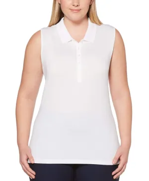 Womens Plus Sleeveless Opti-Dri Micro Hex Polo