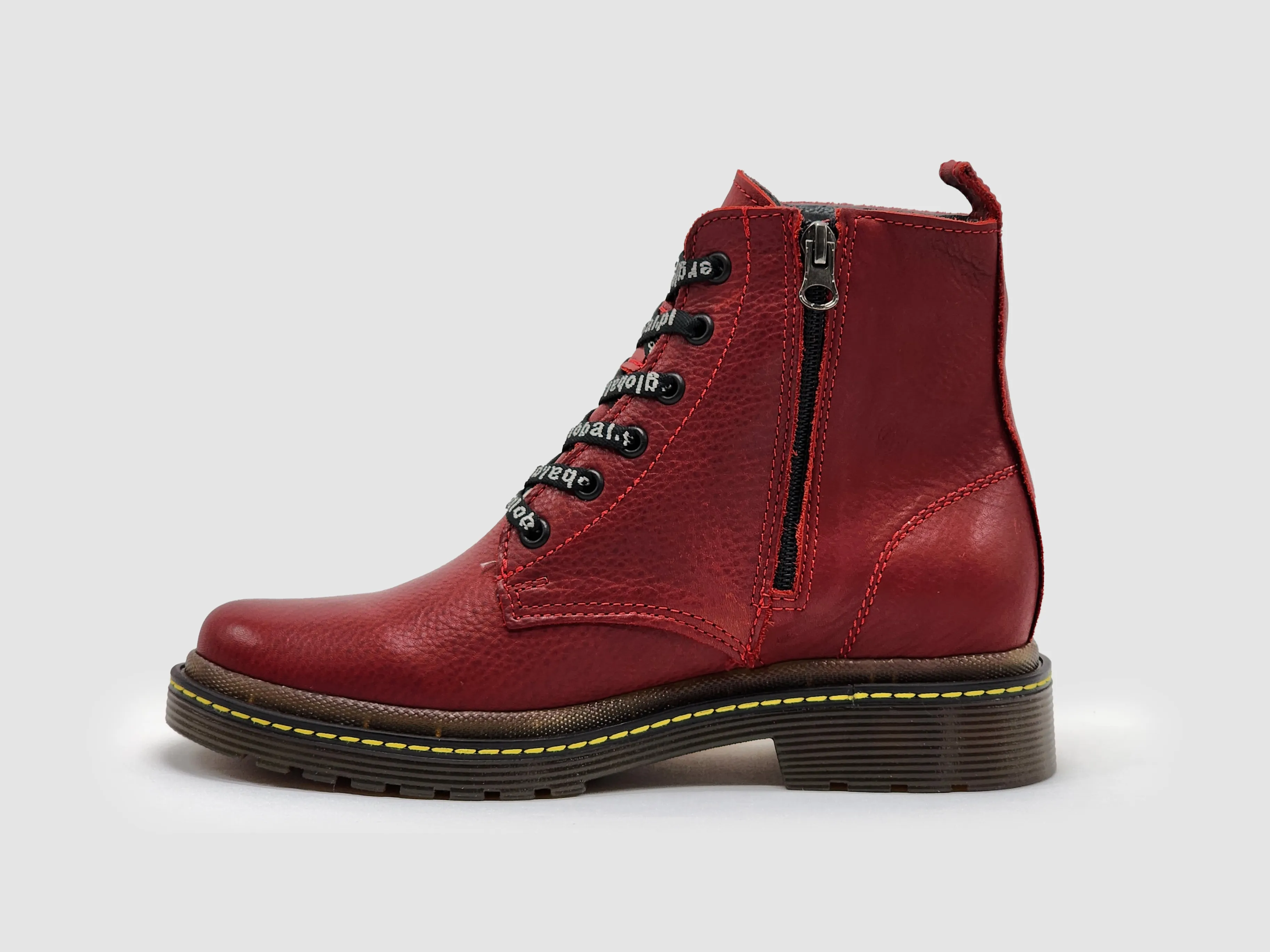 Women's Premium Leather Zip-Up Boots - Red