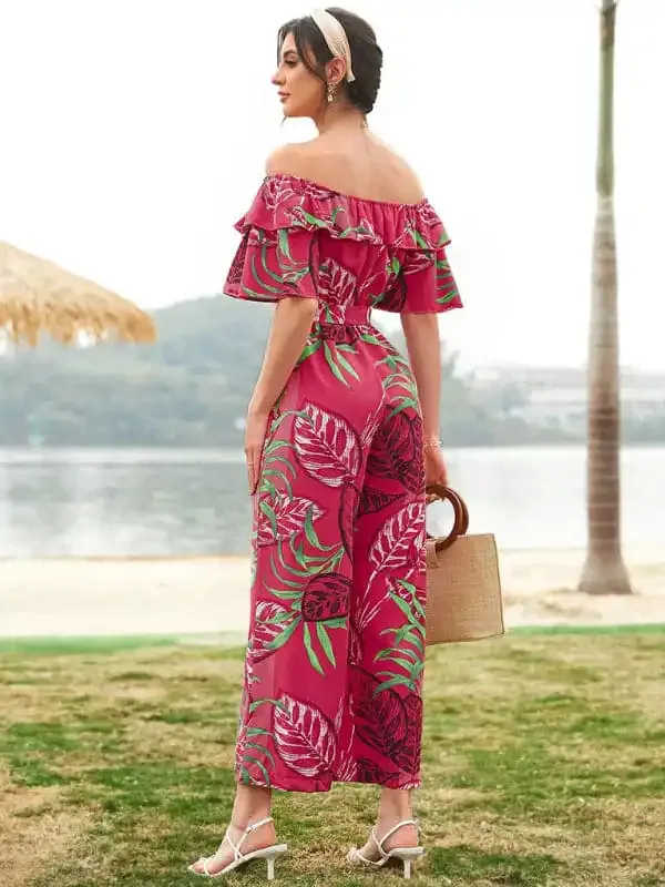 Women’s Printed Off-the-shoulder Jumpsuit