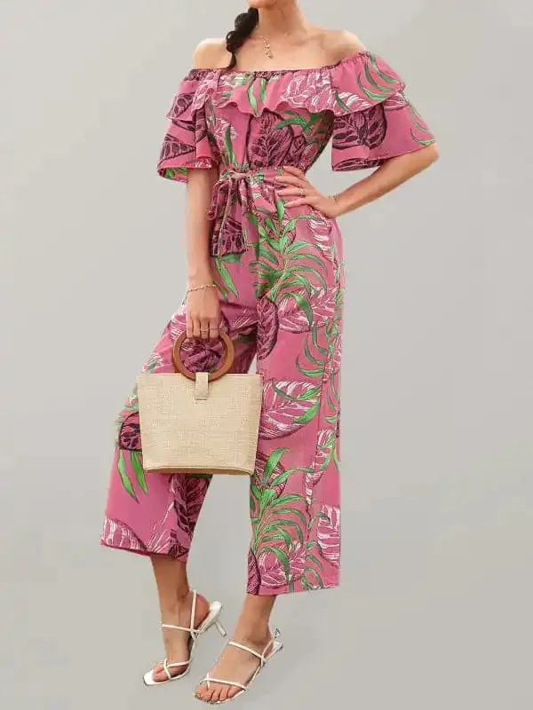 Women’s Printed Off-the-shoulder Jumpsuit