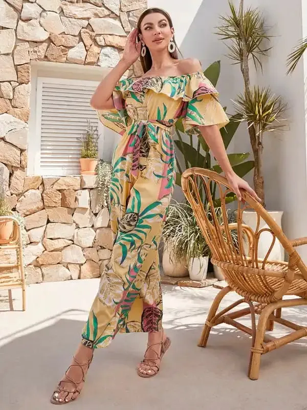 Women’s Printed Off-the-shoulder Jumpsuit