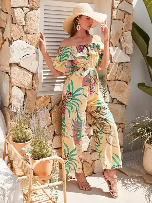 Women’s Printed Off-the-shoulder Jumpsuit