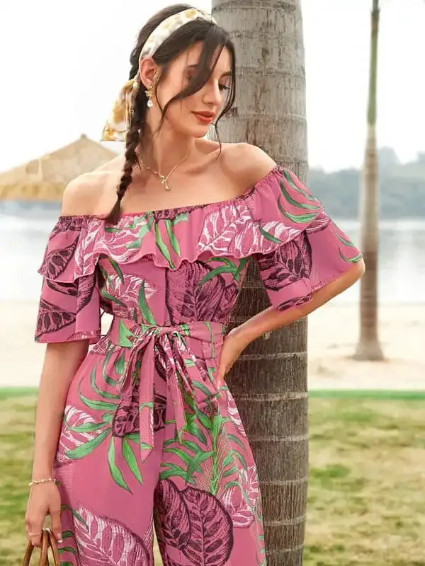 Women’s Printed Off-the-shoulder Jumpsuit