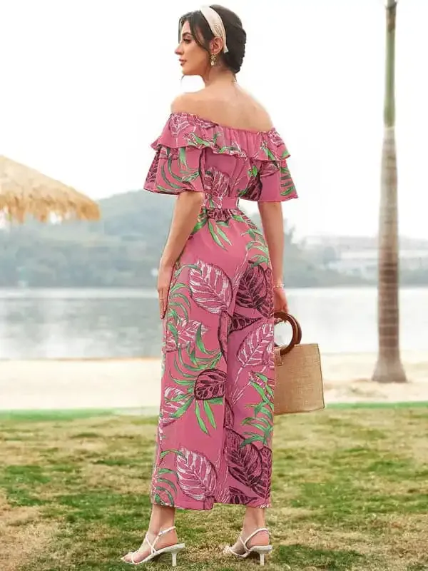 Women’s Printed Off-the-shoulder Jumpsuit