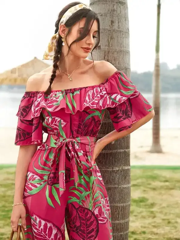 Women’s Printed Off-the-shoulder Jumpsuit