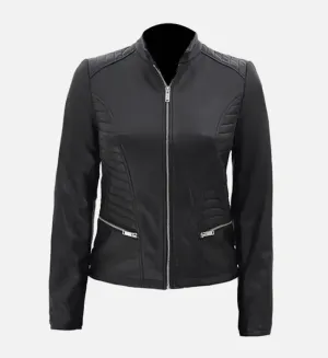 Women’s Quilted Black Leather Jacket