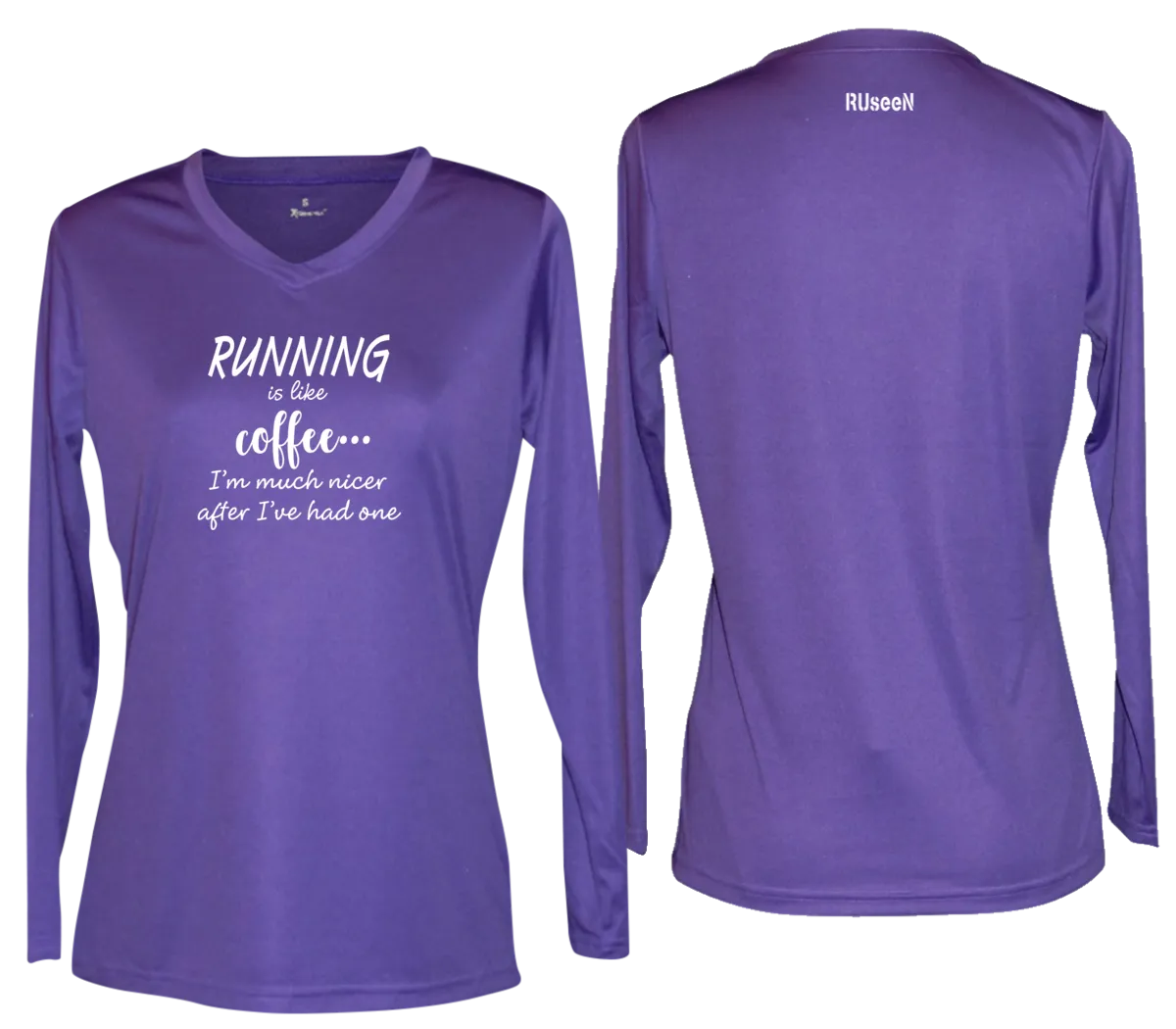 Women's Reflective Long Sleeve Shirt - Running is Like Coffee