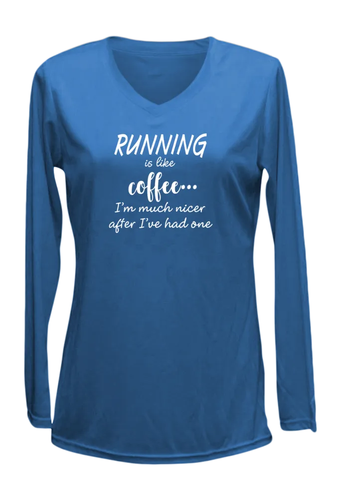 Women's Reflective Long Sleeve Shirt - Running is Like Coffee