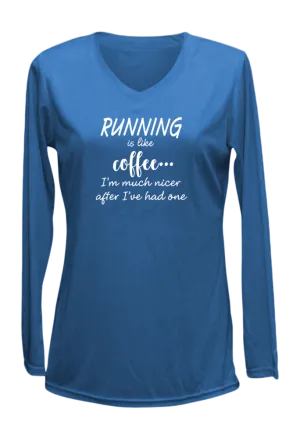 Women's Reflective Long Sleeve Shirt - Running is Like Coffee