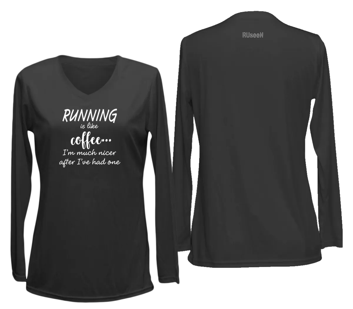 Women's Reflective Long Sleeve Shirt - Running is Like Coffee