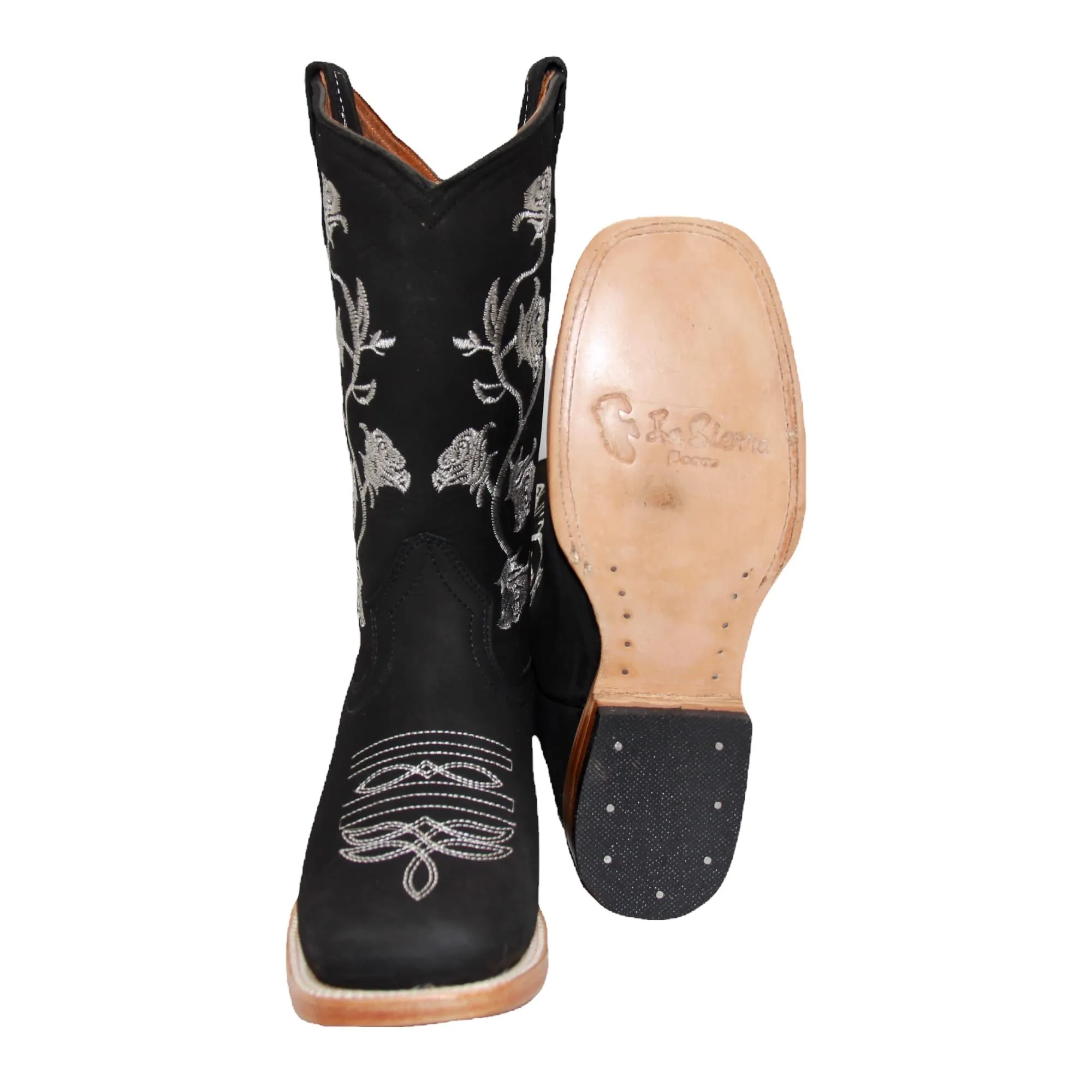 Women's Rose Embroidered Western Leather Boot