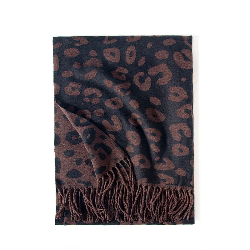 Women's scarf tassel imitation cashmere leopard print scarf warm shawl