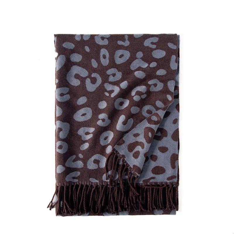 Women's scarf tassel imitation cashmere leopard print scarf warm shawl