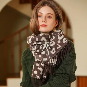 Women's scarf tassel imitation cashmere leopard print scarf warm shawl