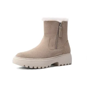 Women's short boots with thick soles with plush and thick fur