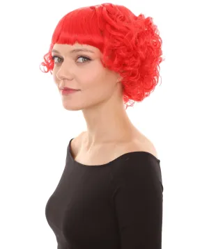 Women's Short Red Cute Curly Wavy Wig | Party Ready Fancy Cosplay Halloween Wig | Premium Breathable Capless Cap