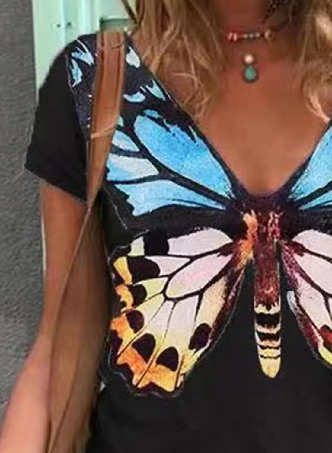 Women's Short Sleeve Butterfly Printed Shirts