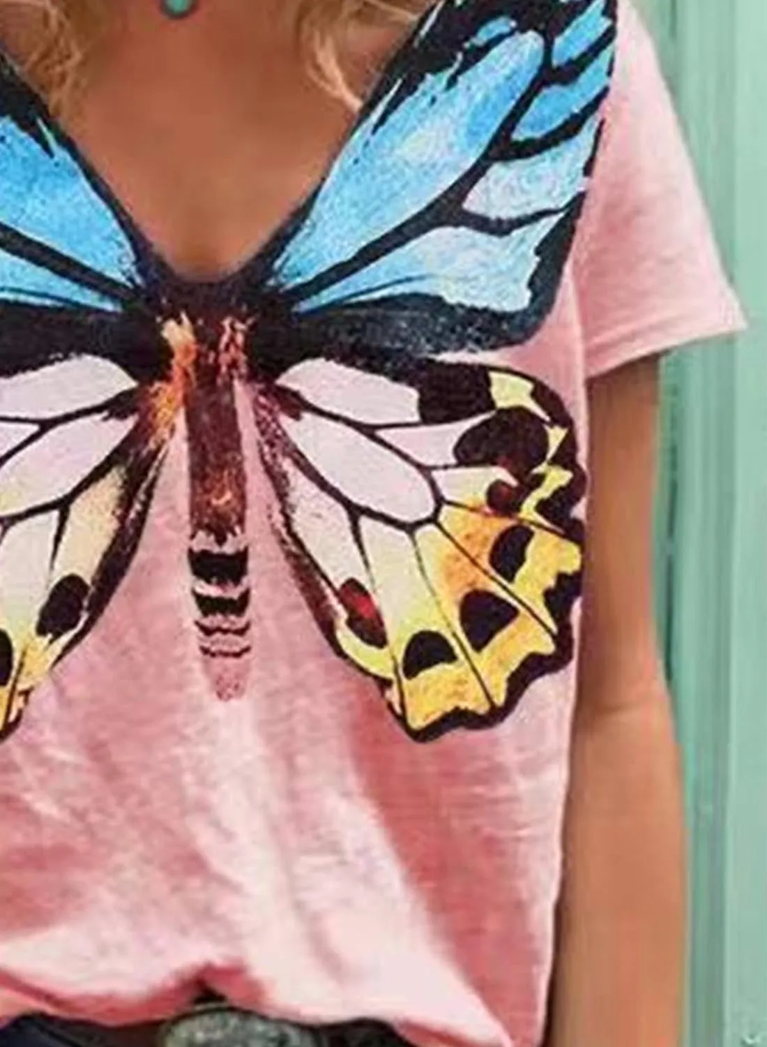 Women's Short Sleeve Butterfly Printed Shirts