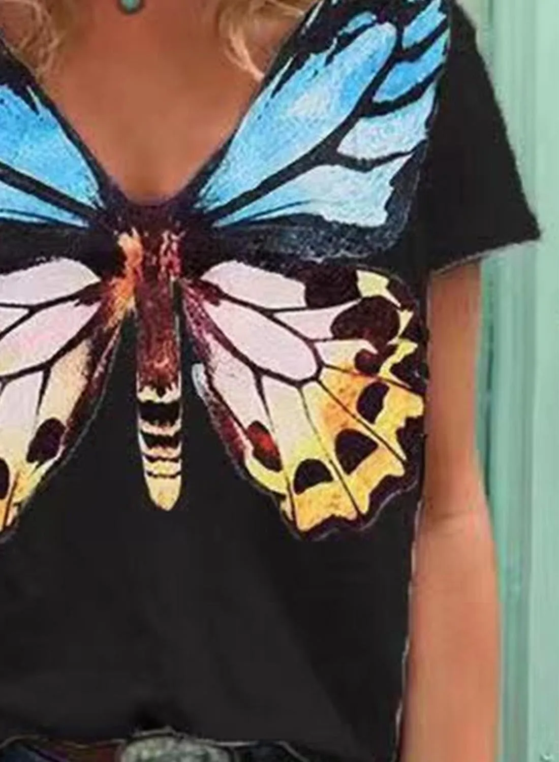 Women's Short Sleeve Butterfly Printed Shirts