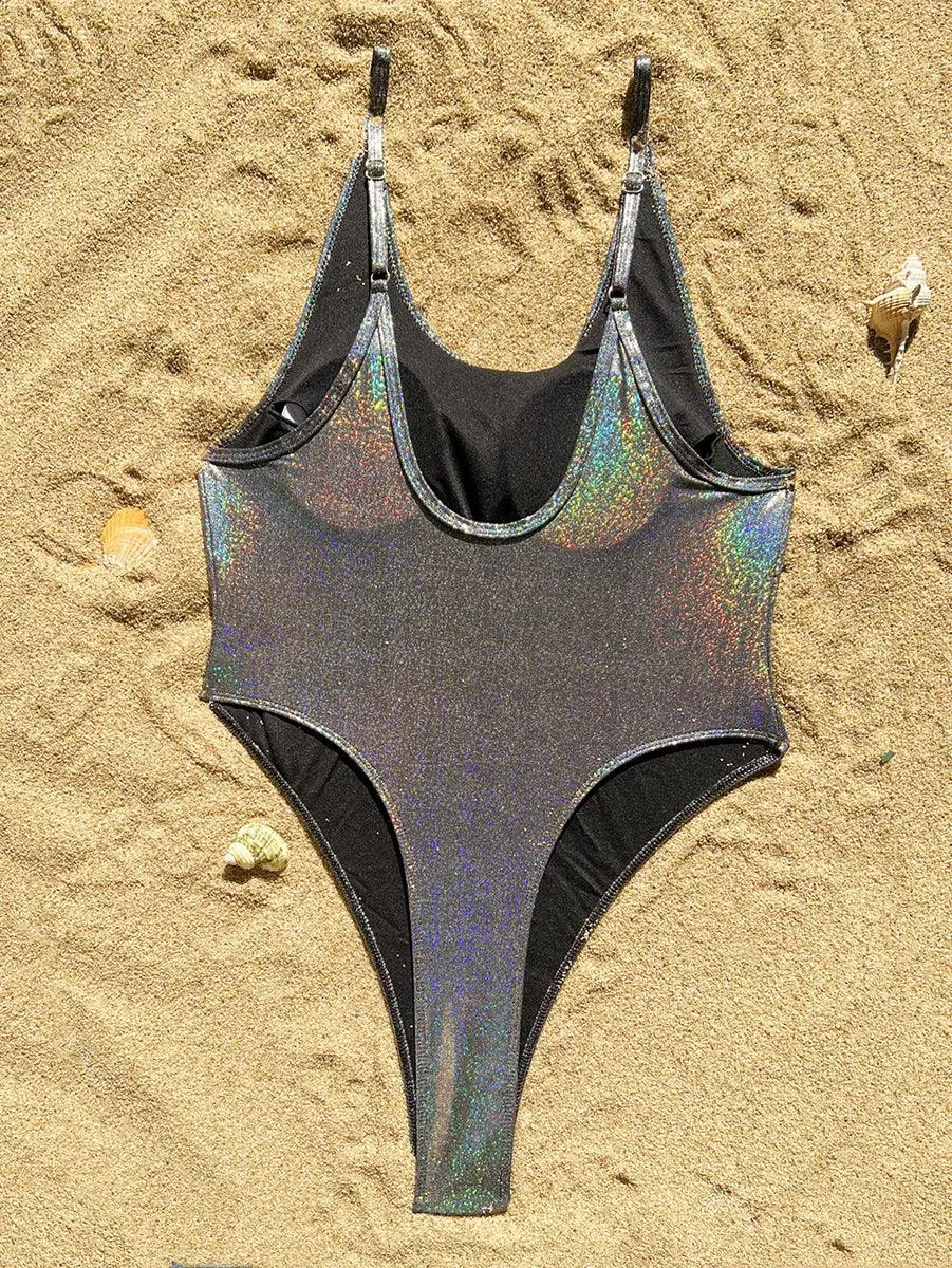 Women's Silver One Piece Swimsuit | Sexy Beachwear - GFIT