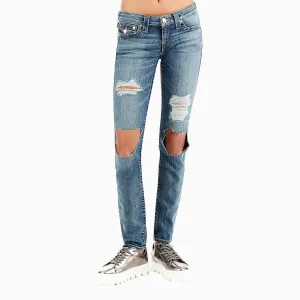 Women's Skinny Flap Ripped Jean Pant