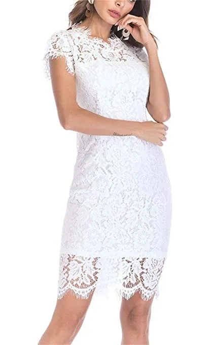 Women's Sleeveless Floral Lace Slim Evening Cocktail Mini Dress