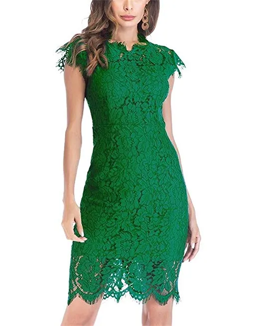 Women's Sleeveless Floral Lace Slim Evening Cocktail Mini Dress