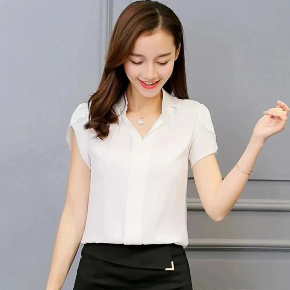 Womens Slim Fit V Neck Blouse