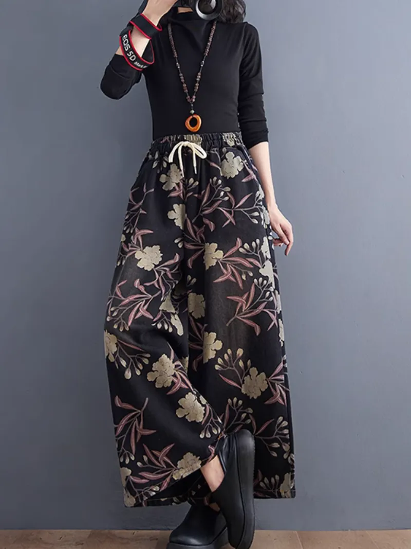 Women’s  Soft  and Casual Trendy Floral Printed Bottom