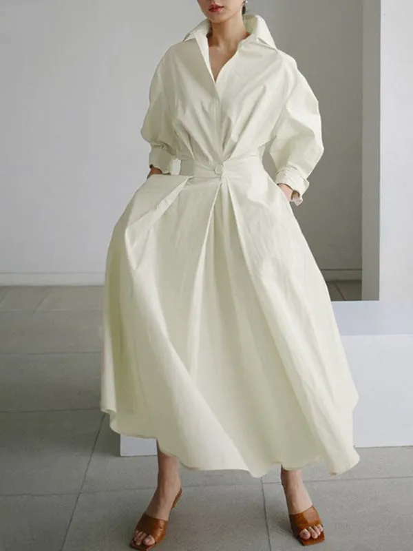 Women's Solid Color Elegant Shirt Dress