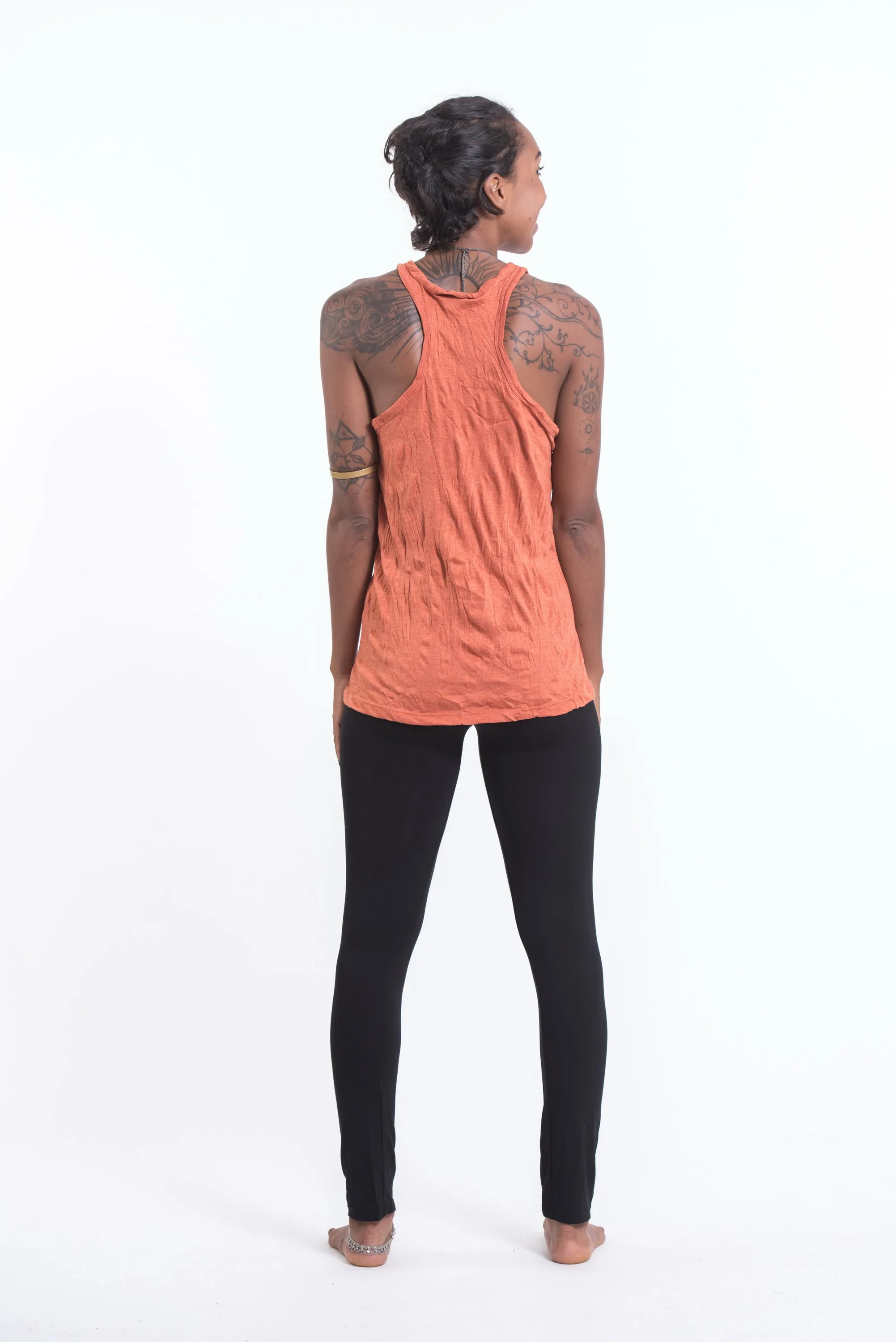 Womens Solid Color Tank Top in Orange