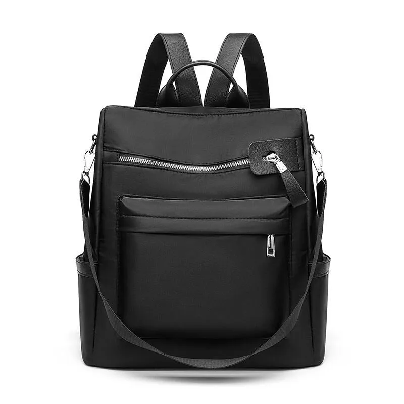 Women's Solid Large Capacity Zipper Backpack