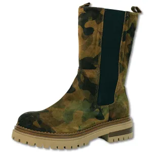 Women's Spanish Suede Camo Mid Calf Boots