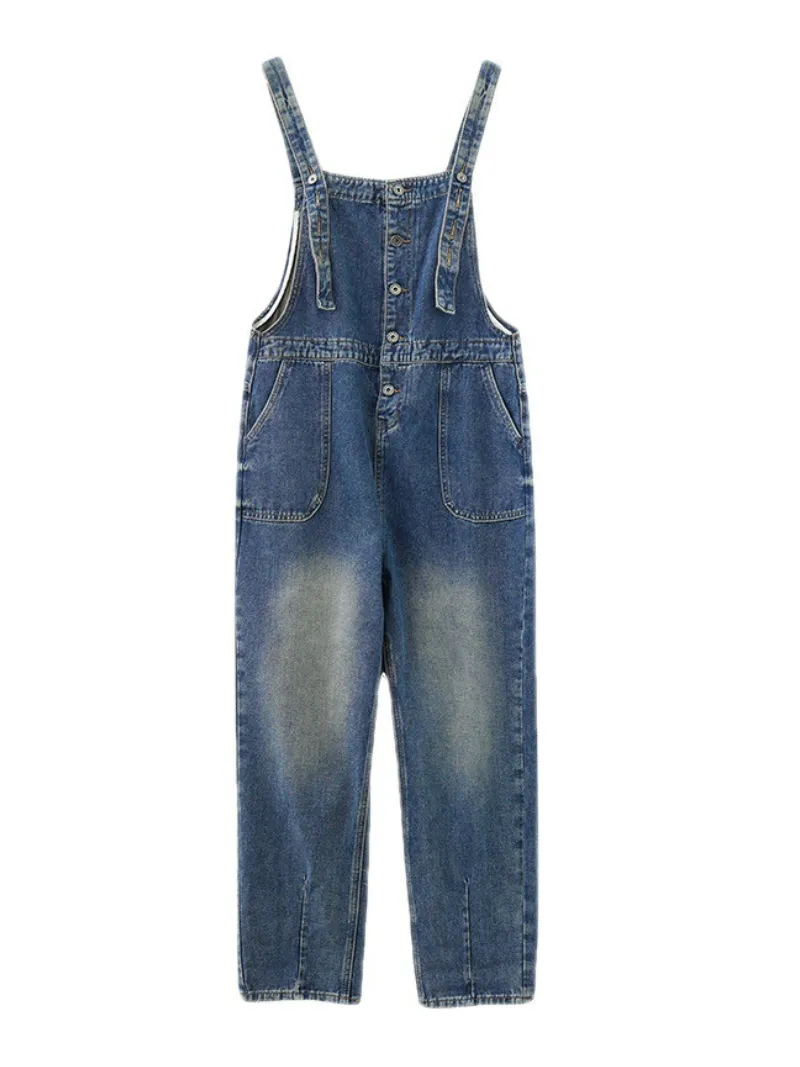 Women's Spring Stylish Large Size Loose Denim Overalls