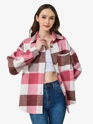 Women's Spring/Fall Plaid Shirt Flannel Coat