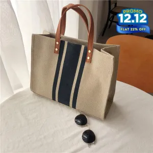 Women's Striped Canvas Handbag