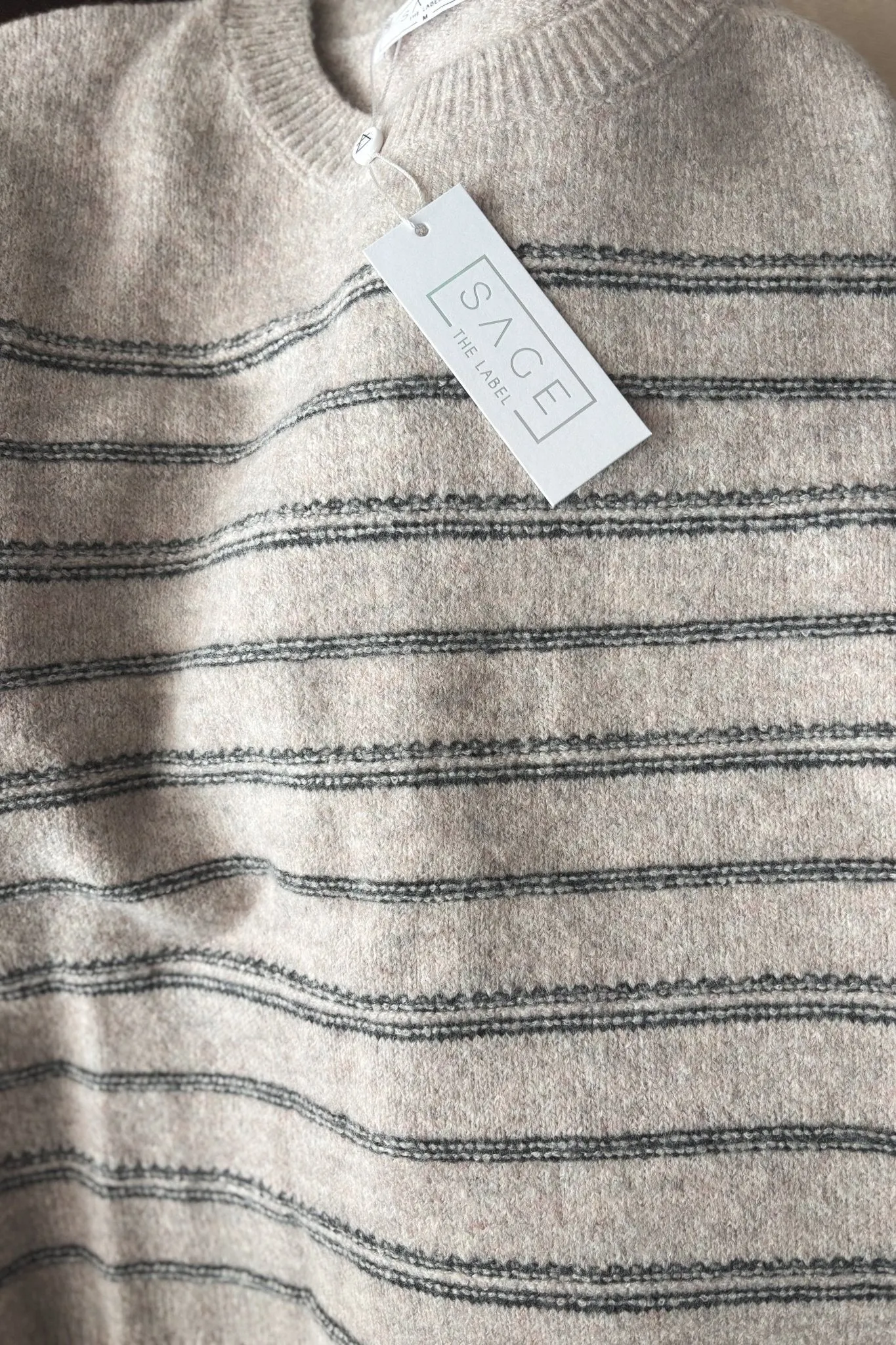 Women's Striped Knit Sweater Top | Sage The Label | Gray