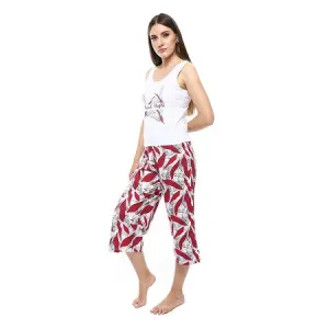 Women's Summer Comfortable Floral Pajama Set - White