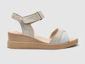 Women's Summer Leather Sandals - Beige