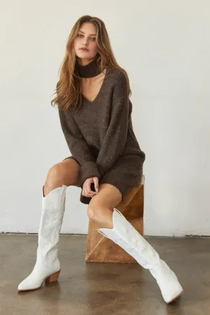 Women's Sweater Dress | Long Sleeve | Brown