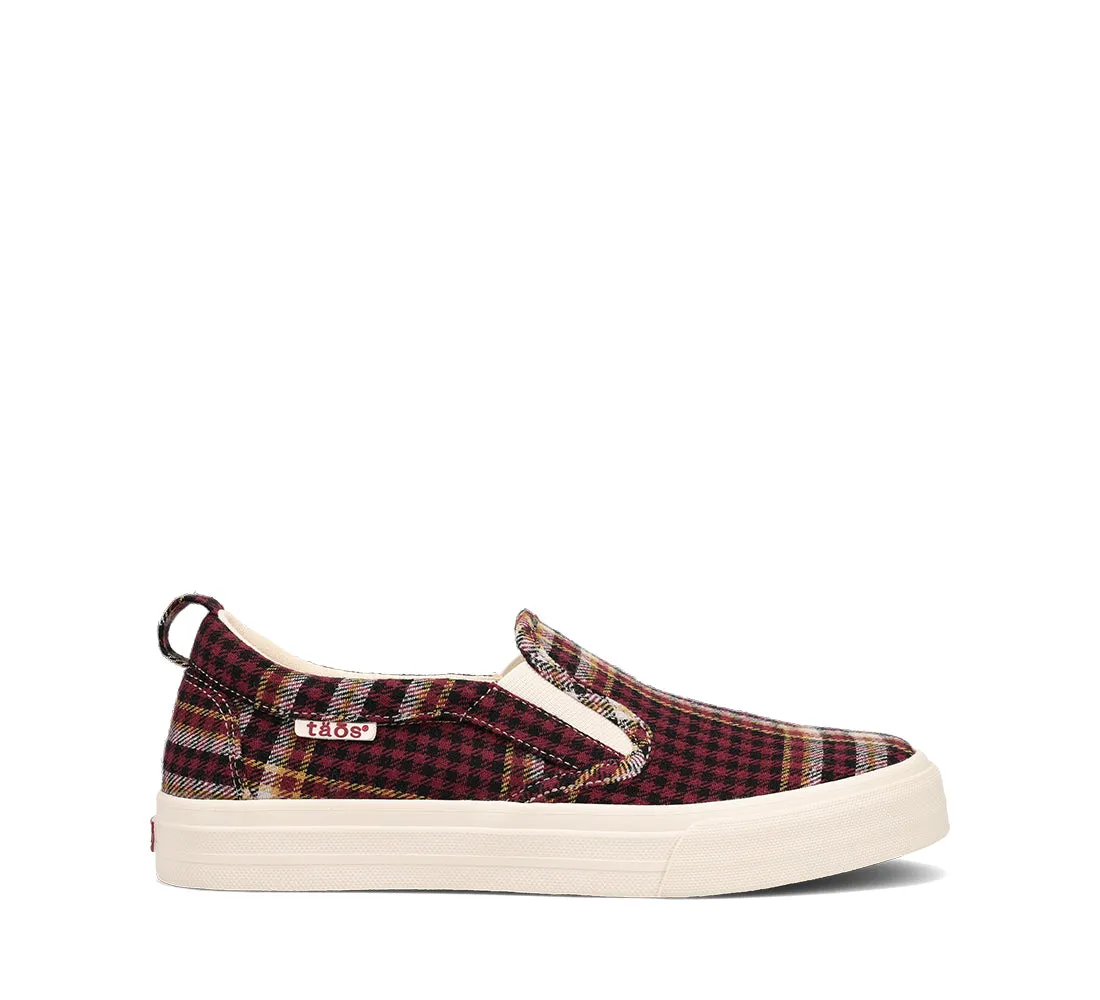 Women's Taos Rubber Soul Color: Burgundy Plaid