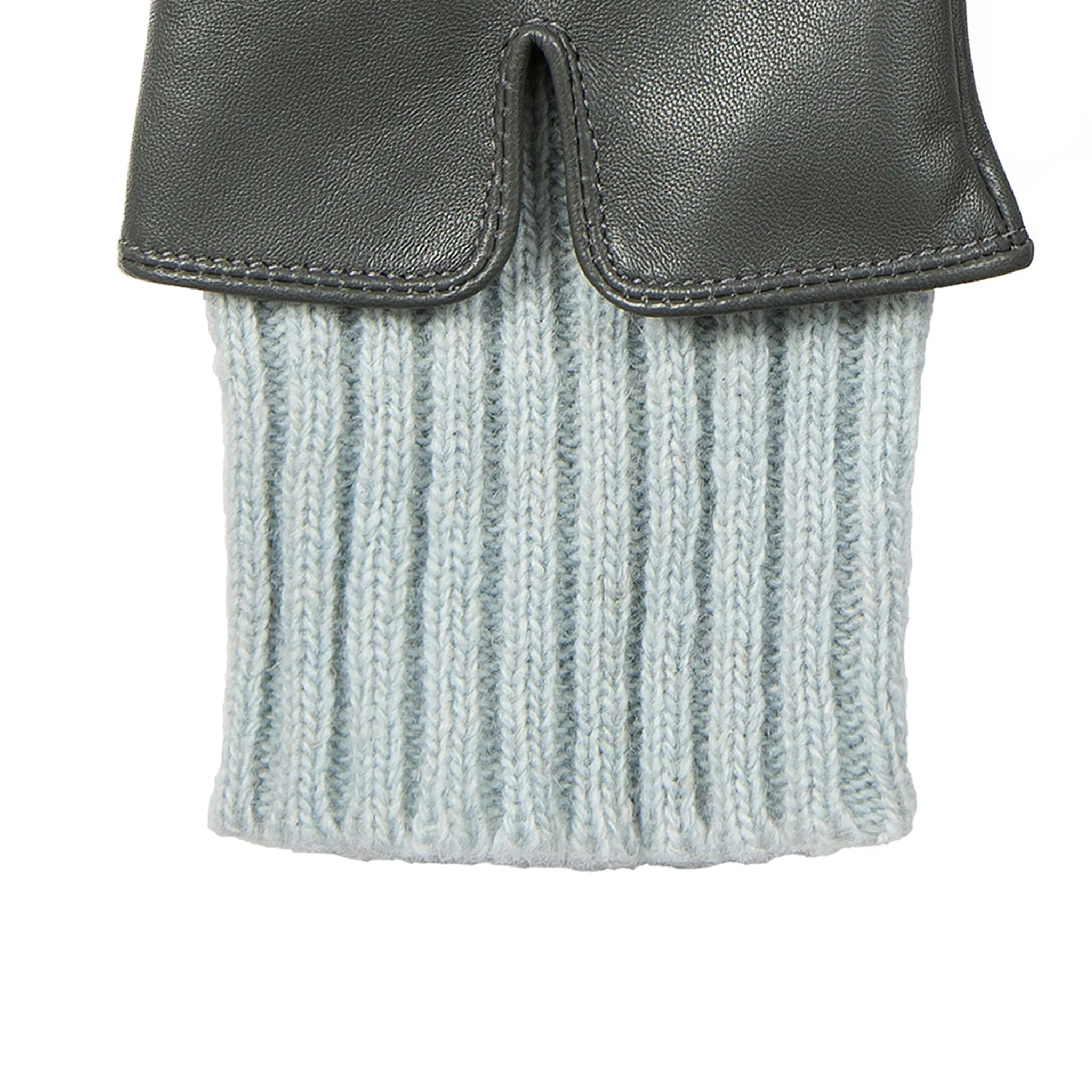 Women’s Three-Point Wool Blend-Lined Leather Gloves with Knitted Cuffs