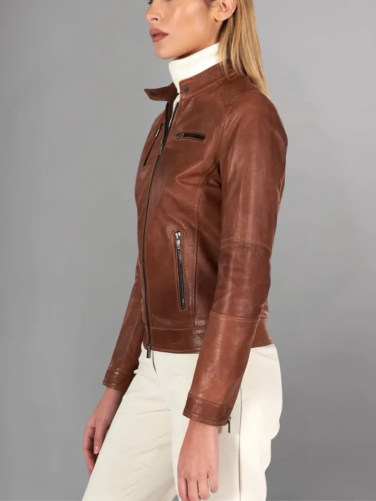 Womens Top Gun Vegan Black Leather Jacket