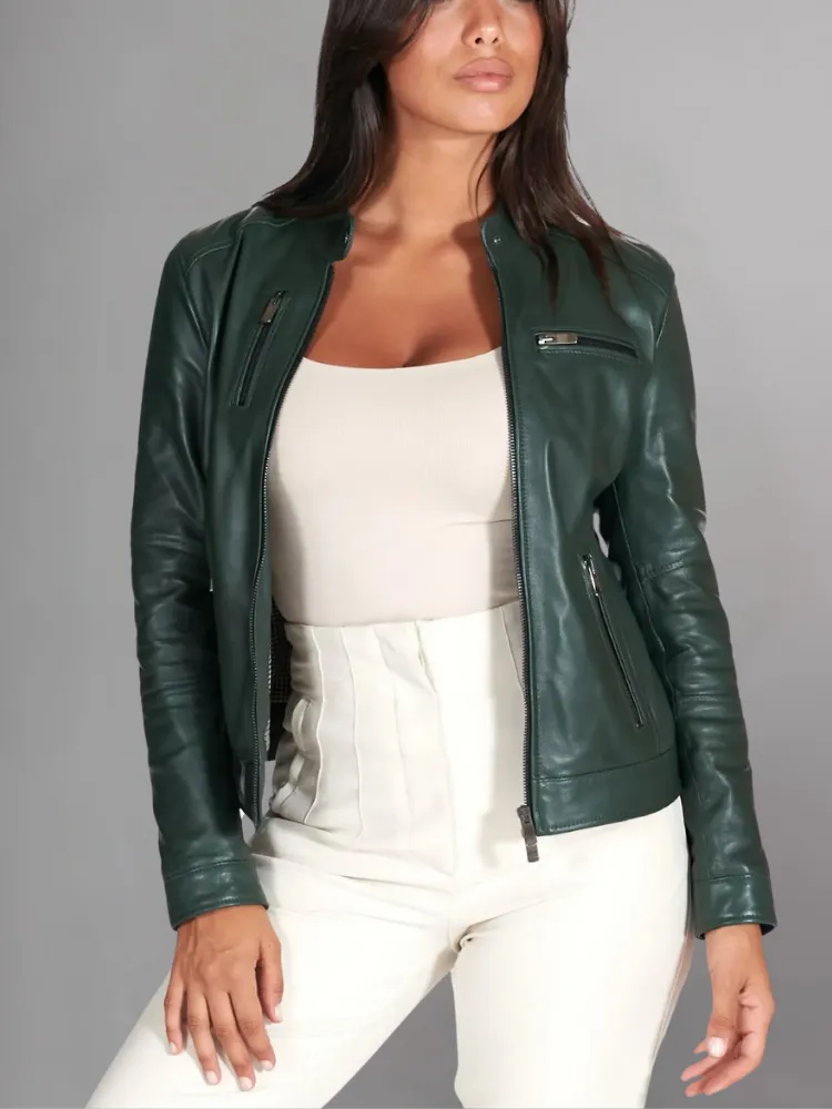 Womens Top Gun Vegan Black Leather Jacket