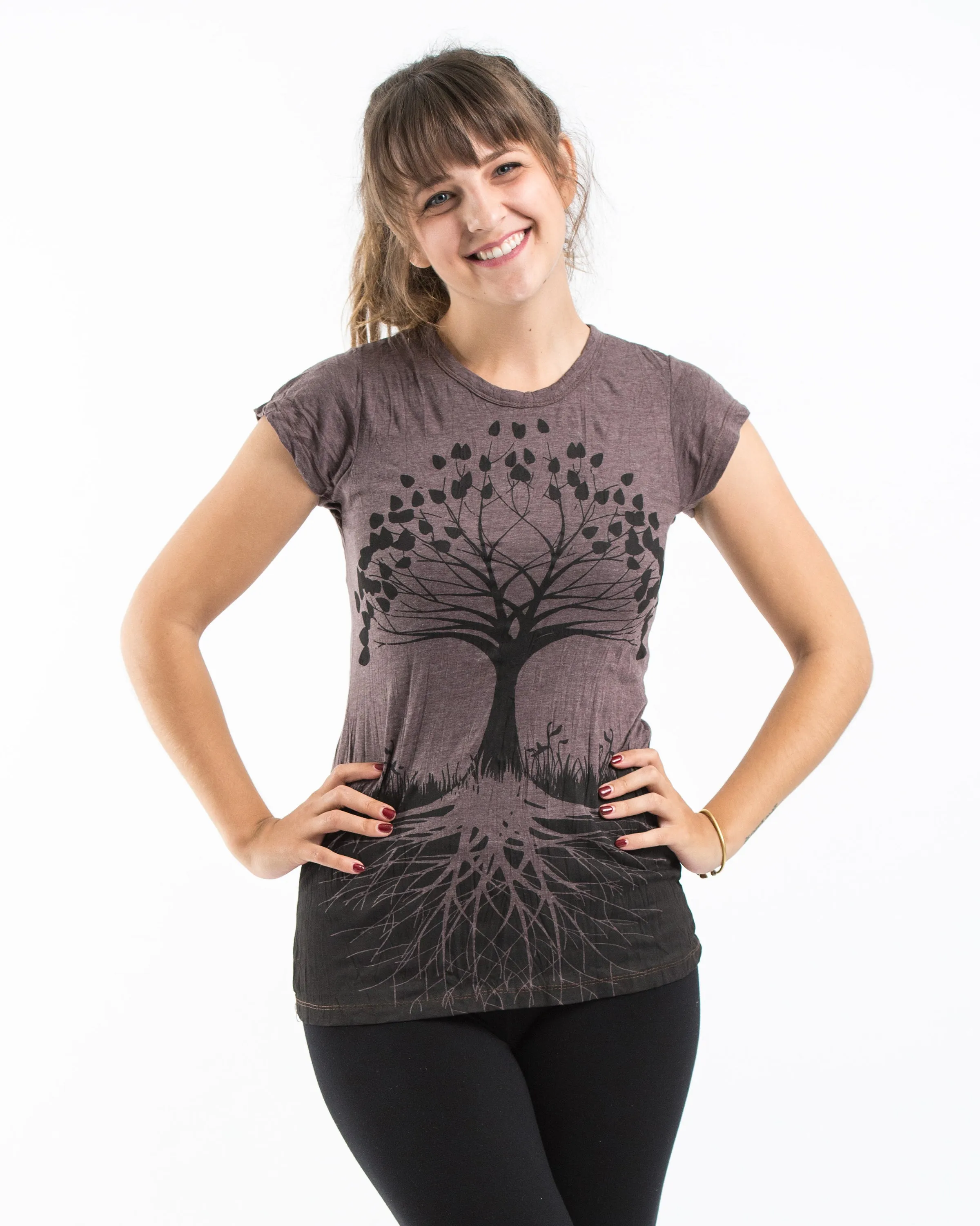 Womens Tree of Life T-Shirt in Brown