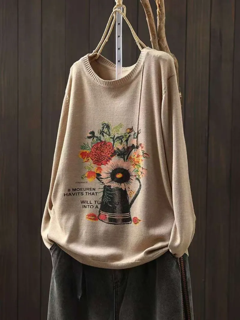 Women's Trendy Look With Crew Neck Sweater